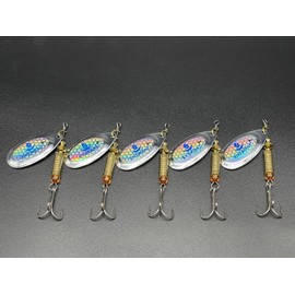 EVERBAY Fishing Spinners, Hard Fishing Lures, Long Cast Tackle, Sea Fishing, Metal Spinnerbait Freshwater and Saltwater for Spinning for Trout, Salmon, Perch, Pike, Bass, Pollock, size 4, set/5pcs