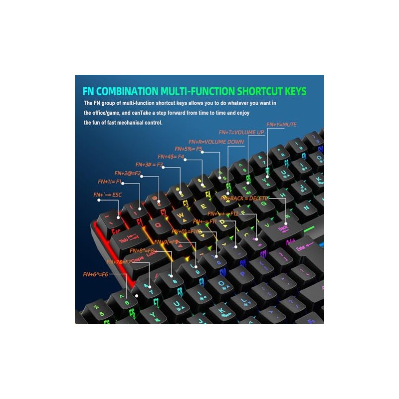 Teclado inalámbrico para Gaming, retroiluminación RGB, 61 Teclas Recargable, 2.4G,