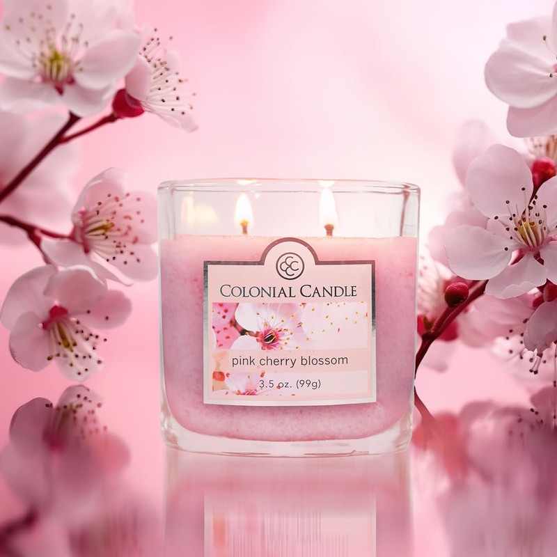 Colonial Candle Pink Cherry Blossom Scented Jar Candle, 2 Wick,