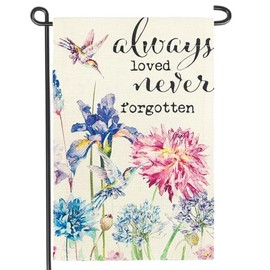 Always Loved Never Forgotten Memorial Floral Garden Flag 12x18 Inch Double Sided Flower Yard Outdoor Decoration(A)