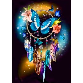 DAERLE Diamond Painting Pictures Dream Catcher Diamond Painting Children's Diamond Painting Set Diamond Painting Adult Cross Embroidery Painting Diamonds Decor 30 x 40 cm Butterfly