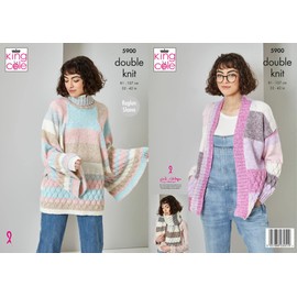 King Cole 5900 Knitting Pattern Womens Cardigan Sweater and Scarf in Harvest DK