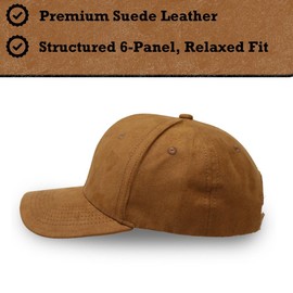 Genuine Suede Baseball Cap – Structured 6 Panel Strapback Hat for Men & Women – Adjustable Dad Hat with Premium Suede Finish (US, Alpha, One Size, Clay)