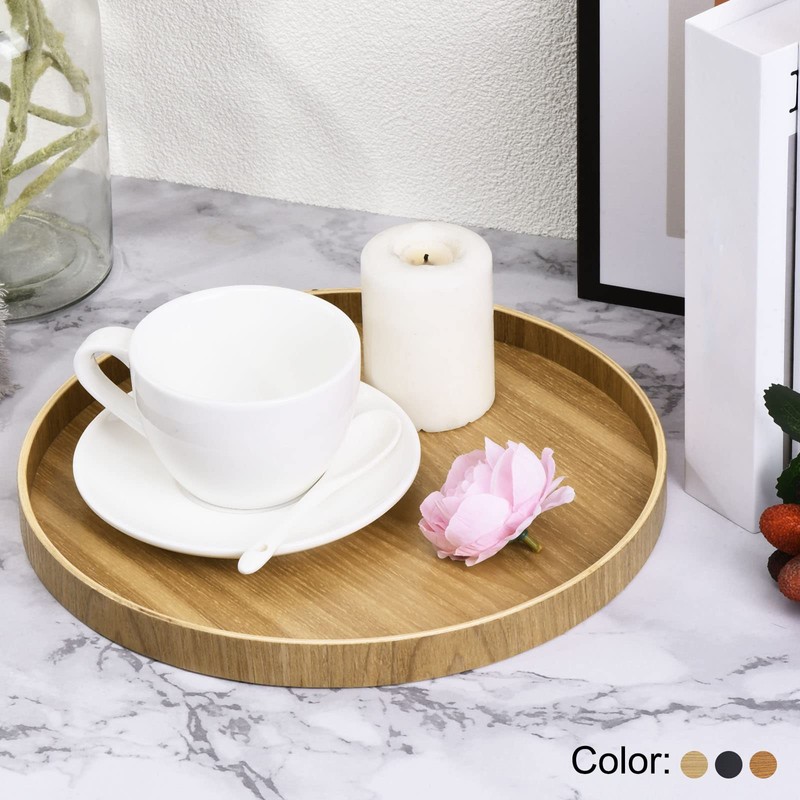 PATIKIL Wood Serving Tray 8 Inch, 1 Pack Round Decorative