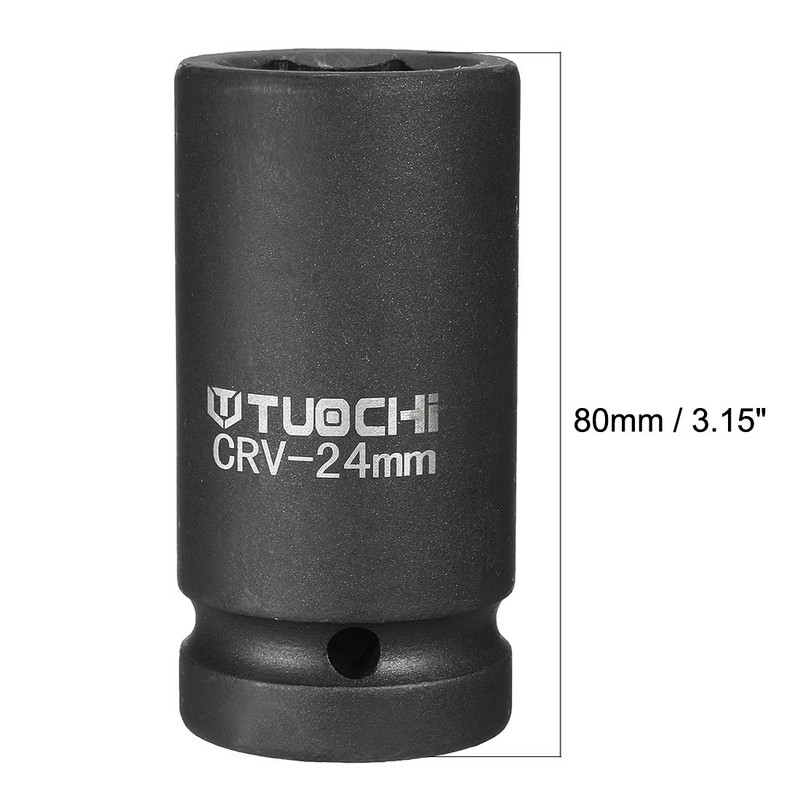 Sourcingmap 3/4-Inch Drive by 24mm Deep Impact Socket, 6-Point, Cr-V,