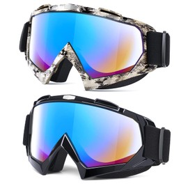 Adult Motorcycle Goggles, 2-Pack ATV Dirt Bike Goggles for Youth, Teens, Men & Women, Wide Vision Riding Off-Road Goggles