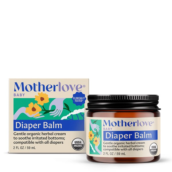Motherlove Diaper Balm (2 oz) Organic Herbal Diaper Rash Cream—Cloth Diaper Safe, Zinc Oxide- & Petroleum-Free