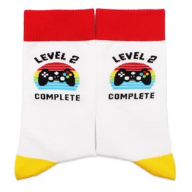 NQDWX Level 2 Complete 2 Years Anniversary Socks, Second Anniversary Valentine's Day Gifts For Couple,Her or Him,Girlfriend And Boyfriend,Husband Wife.