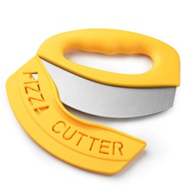 Jubimotan Pizza Cutter Food Chopper Mezzaluna Knife,Super Sharp Blade Stainless Steel Cutter Rocker Chopper,Slicer with Protective Sheath Multi Function Knife Kitchen Tools Vegetable Cutter