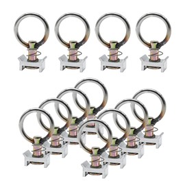 Saihisday 12Pcs Single Stud Fitting for L Track 4000lb Capacity with Stainless Steel O-Ring for L Track Stainless Steel Round Ring Aluminum Keeper Cargo Control Fittings with O-Ring Tie Down 4000LB