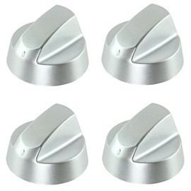 Spares2go Control Knobs/Dials for Diplomat Oven Cooker & Hob (Pack of 4 + Adaptors, Silver)