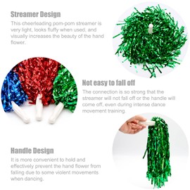 6 Pieces Cheerleader Pompoms Hand Flowers, Plastic Cheerleader Pompoms Dance Cheer Poms Set, Premium Cheerleader Pompoms for Children Adults Sports Competition Holiday Celebration