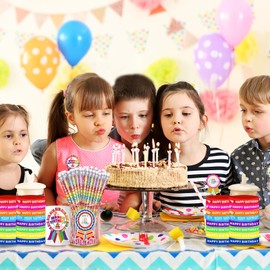 emzrivo Birthday Pencils Set 24 Happy Birthday Pencils 24 Happy Birthday Rubber Wristband 200 Happy Birthday Badge Stickers for Teacher Classroom Birthday Party Supply (248)