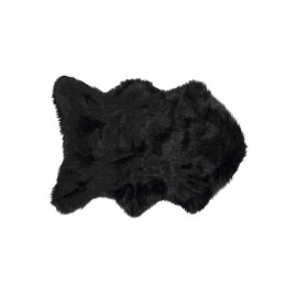 Homeroots 2' X 3' Black Faux Sheepskin Animal Print Washable Area Rug