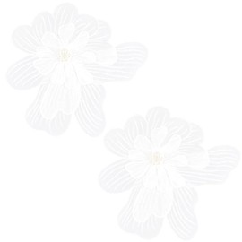 CABODYALS 2Pcs 3D Flower Embroidery Lace Applique White Pearl Sew on Appliques Soild Vintage Floral Beaded Iron on Patches with Pin for Sewing Making Dresses Clothes Wedding Party Supply