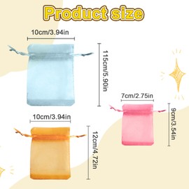 FUNCYboo 120PCS Organza Bags Jewelry Bags,Small medium Large organza bags with Drawstring Mix Colors Organza Gift Bags Clear Seal Resealable Hang Jewelry Gift bags for Wedding Favors Jewelry Candy.
