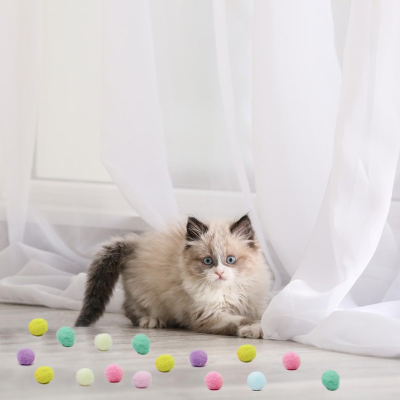 Andiker Cat Toy Balls Set, 30pcs Plush Cat Pom Pom