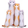 Oeonuas Cute Cat Plush Long Body Pillow Cuddle Cartoon Stuffed Animals Cat Plushie Soft Doll Pillows Gifts for Kids Girls (Gray, 43")