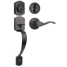 Probrico Exterior Door Lock Set Oil Rubbed Bronze Front Door Lock Set, Entry Door Locksets with Deadbolt Single Cylinder Front Door Handle and Deadbolt Set, 1 Set