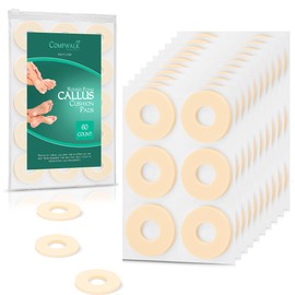 Comfwalk Callus Cushions Pads, 60-Count, Prevents Calluses, Corns, blisters and Mosquito Bites on feet from Pressure and Friction, Round Soft Foam, Beige Skin Color (Regular for Foot)