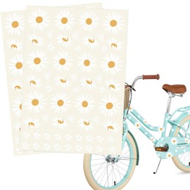 Canollo 2 Sheets Daisies Bicycle Stickers, Bicycle Stickers, 29 x 21 cm, Bicycle Sticker Frame, White Flower Stickers, Girls with 112 Designs, Waterproof Stickers for Bicycle, Laptop Decoration