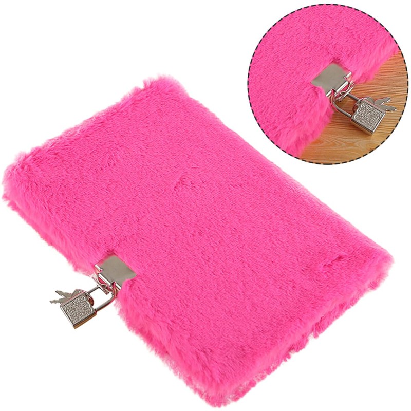 Kisangel Adorable Plush Notebook with Lock Cute Diary for Girls