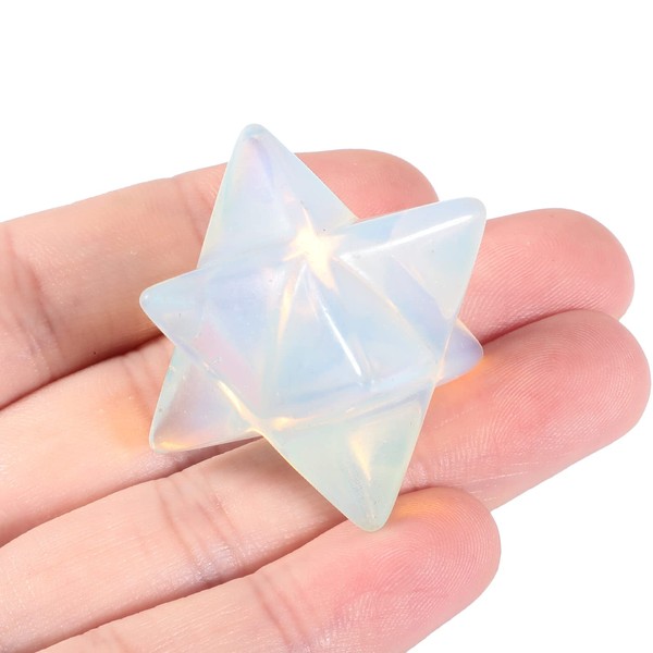 Loveliome Synthetic Opalite Merkaba Crystal Protection Sacred Meditation Energy Generator Healing Chakra Six-Pointed Star 1 Inch
