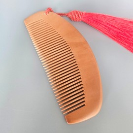 Wolseong Trading Co., Ltd. Anti-Static Peach Wood Hair Comb Traditional Craft Tassel
