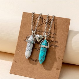 2 imanes de atracción mutua de cristal a juego para parejas, collar magnético de corazón de amor, collar de piedra natural para mujeres y hombres, collar de amistad, Metal, Piedra