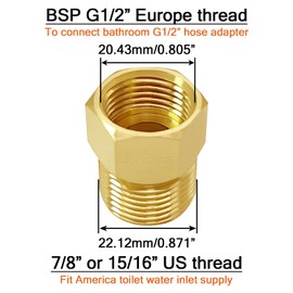 Joywayus Toilet Fill Valve Pipe Adapter 7/8" Male to 1/2" Female Bidet Hose Pipe Fitting Faucet Adapter Connector