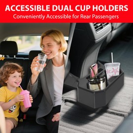 Backseat Floor Cup Holder for Chevy Trax 2024-2025 with Dual Slots Non-Slip Base Easy Installation Rear Storage Organizer for Family Road Trips