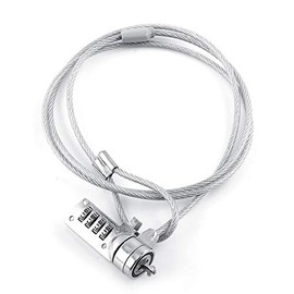 Bloqueo de Cable para computadora portátil, Cable de combinación de Bloqueo de Seguridad para PC portátil, Contraseña de 4 dígitos contra el Robo de Cadena (Plateado, 43.3 Pulgadas)