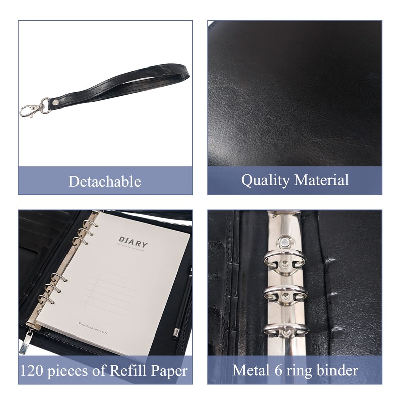 GraduatePro A5 Zip Folder Leather with Ring Binder, Portfolio Conference
