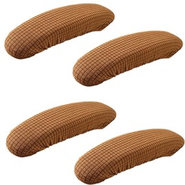 XIEHUZA 2 Pair Office Chair Armrest Covers, Office Removable Arm Rest Covering, Elastic Chair Armrest Pads, Office Seat Hand Rest Protector, Arm Covers Protectors for Office Chair (Light Coffee)