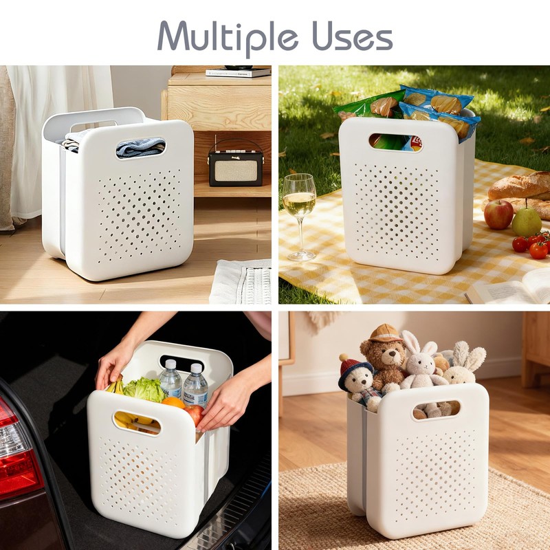 Goderewild Large Collapsible Laundry Basket, Space-Saving Wall-Mounted Hamper Organizer for