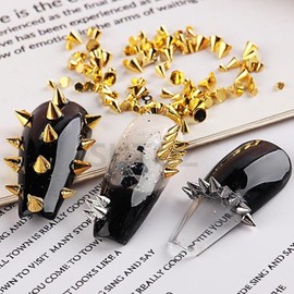 Chunmeng 12 Grid Punk Nail Pendants with Mixed Colors Metal Rivets Tapered Nails Acrylic Nail Pendants Alloy Nail Nails, Nail Decorations DIY Crafts Decoration (Gold+Silver)