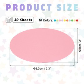 sourcing map 2 Inch Width 3.3 Inch Length Oval Card Stock, 30 Pcs 50lb/180gsm Colored Cutouts Paper Thick Cardstock Coaster for Craft Bulletin Board Decor, Assorted Color