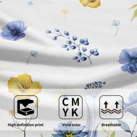 Blue Yellow Floral Kitchen Towels 2 PCS，Watercolor Poppy Flowers Botanical Leaves Hand Towel Rustic Tea Dish Washcloth for Bathroom Kitchen Home Spa Gift 14.4 x 28.3 Inch