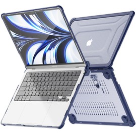TECHGEAR Case Compatible for MacBook Air 13.6 inch 2024/2022 Protective Snap-On Tough Hard Shell Cover with Kick Stand for Model A3113 (M3) / A2681 (M2) Clear Shockproof Tough Case - Blue