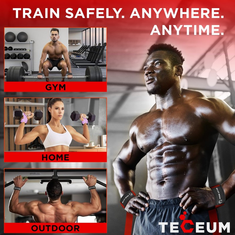 TECEUM Lifting Wrist Straps with Neoprene Padding Support – US