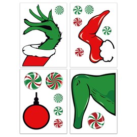 Christmas Door Sticker Decorations Winter Christmas Door Clings 16 Sheets, Funny Max Xmas Tree Wall Glass Stickers Holiday Decorations ，for Window Door Refrigerator Christmas