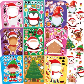 Christmas Make a Face Stickers Sheets for Kids, Christmas Party Games 27 Pcs Make Your Own Christmas Face Stickers with Santa Snowman Elf Christmas Tree for Kids Christmas Party Favors