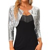 Allegra K Women's Sequin Jacket Bolero Sparkling Party Long Sleeve