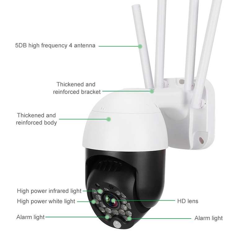 Mini 1in WiFi 1080P IP66 18 Lights Pan/Tilt Infrared Dome
