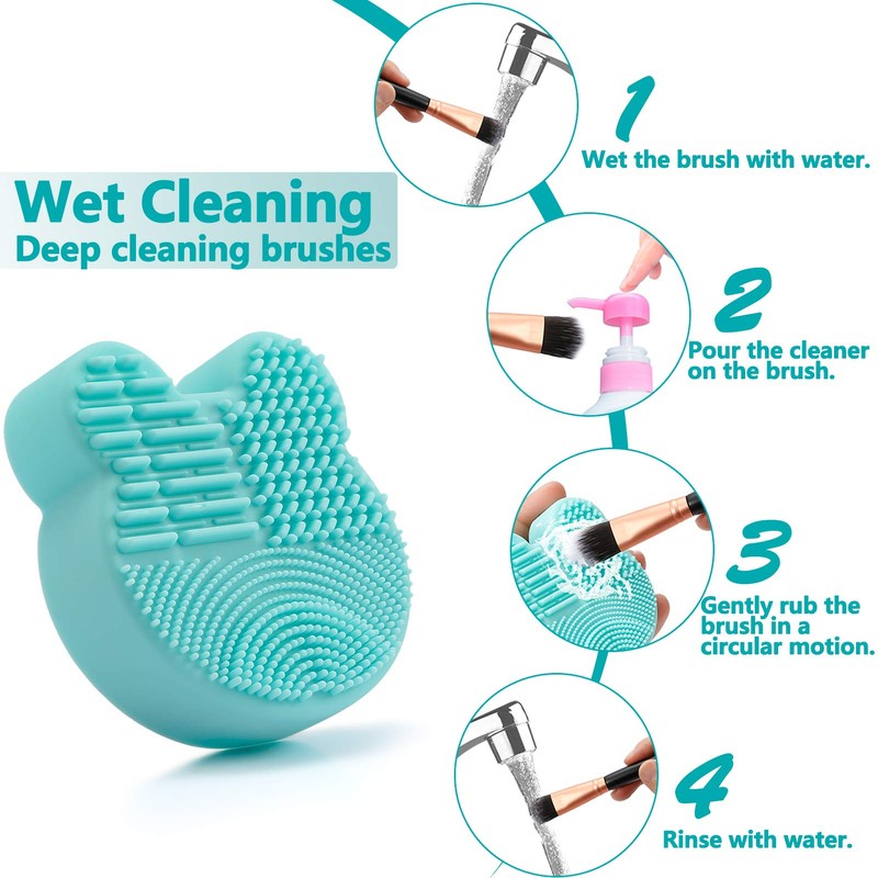 TailaiMei 2 Pack Makeup Brush Cleaning Mat with Color Removal