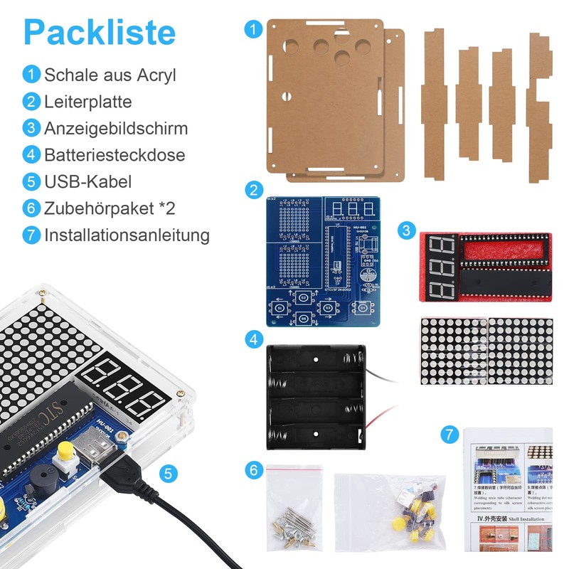 DIY Game Console Handset with Acrylic Casing, Soldering Practice Kit,