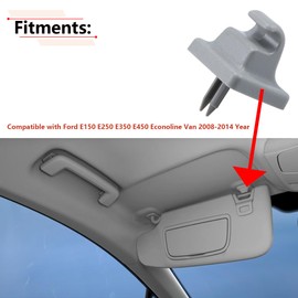 RLB-HILON Sun Visor Clip Compatible with Ford E150 E250 E350 E450 Econoline Van 2008 2009 2010 2011 2012 2013 2014 Year, Sun Visor Retainer Clip, Gray Color, 2PCS, for 3C2Z-5404132-AAB