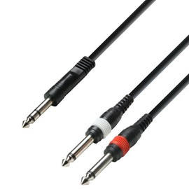 Adam Hall 3 Star Series 6m 6.3mm Jack Stereo to 2x 6.3 Jack Mono Audio Cable
