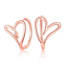 DEKALN Rose Gold Hoop Earrings for Women, Organically Shaped Heart Hoop Earrings for Girls, Hypoallergenic Small Hoops Jewellery Gifts