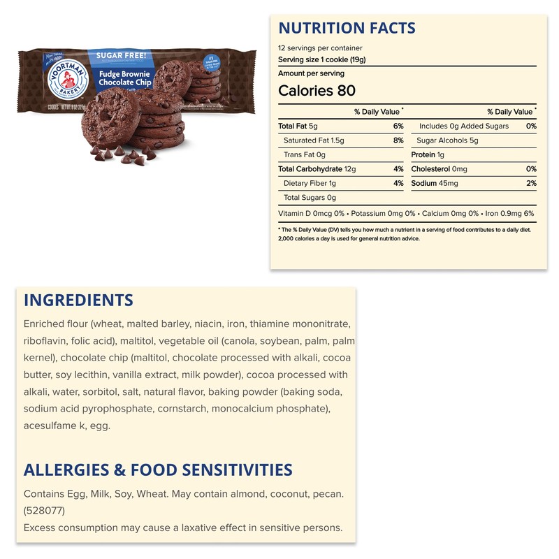 Voortman Sugar Free Cookies - Variety Pack - Chocolate Chip